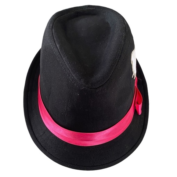 HELLO KITTY Fedora Black Hot Pink Ribbon Bow White Hello Kitty Youth Size M/L - Picture 3 of 7
